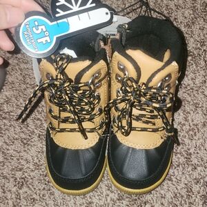 Kids Tan and Black Winter Boots